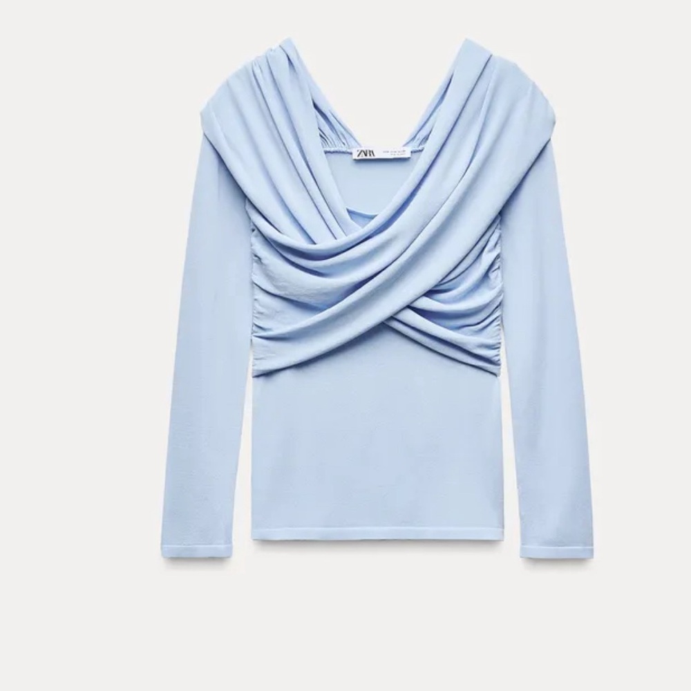 ZARA -KNIT MULTI-POSITION TOP - Light blue